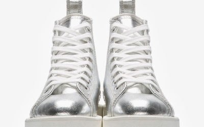 OBSESSED / metallic silver leather platforms