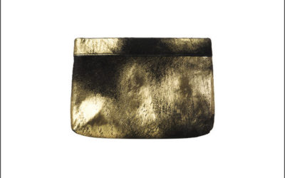 HIT LIST / gold calf hair clutch