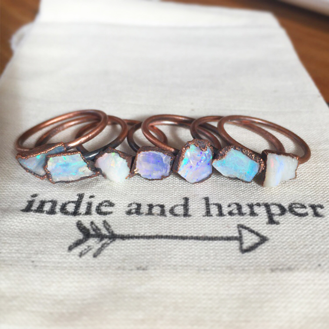 LOVE / opal rings by INDIE & HARPER