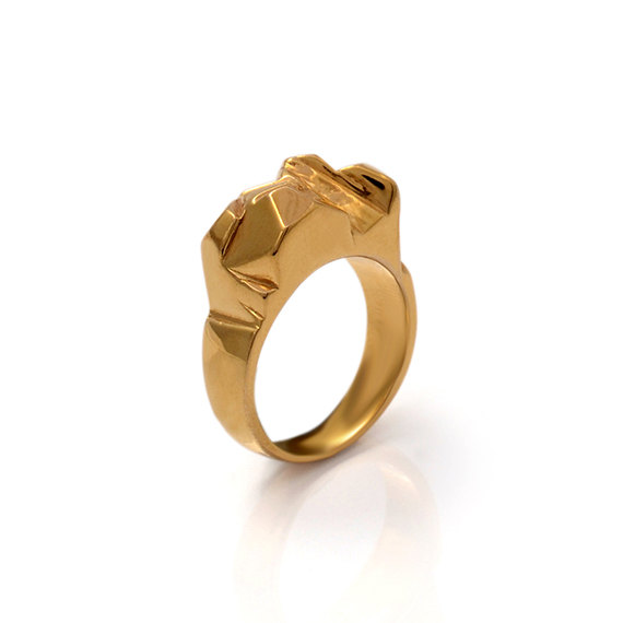 WEDDING / 18 Carat Gold FACETED RING