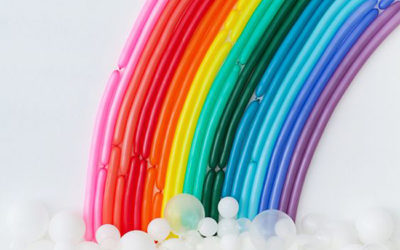 PARTY TIME / rainbow balloon backdrop